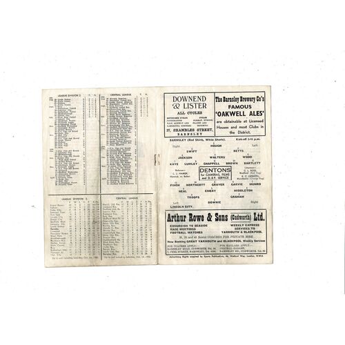 1955/56 Barnsley v Lincoln City Football Programme