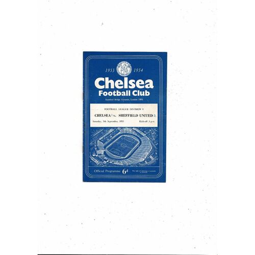 1953/54 Chelsea v Sheffield United Football Programme