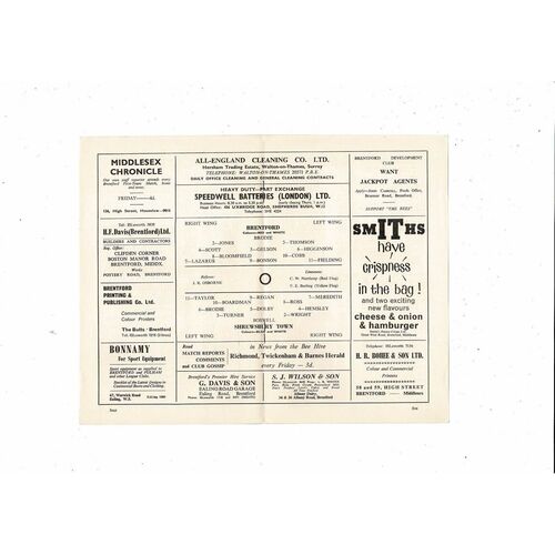 1964/65 Brentford v Shrewsbury Town Football Programme
