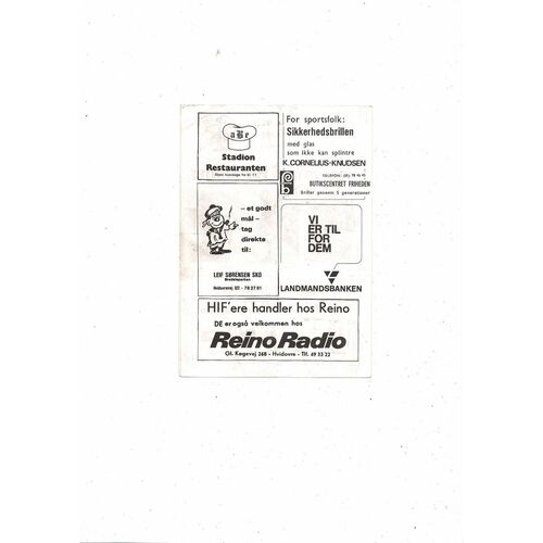 Hvidovre v Manchester United Friendly Football Programme 1975/76