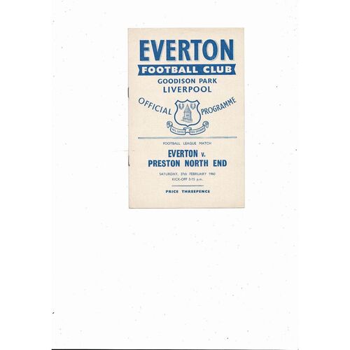 1959/60 Everton v Preston Football Programme