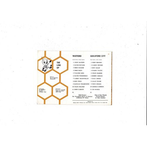 Watford v Guildford City FA Cup Football Programme 1972/73