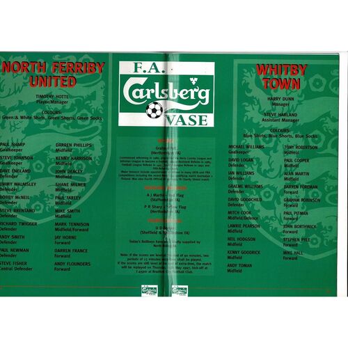 1997 North Ferriby United v Whitby Town FA Vase Final Football Programme