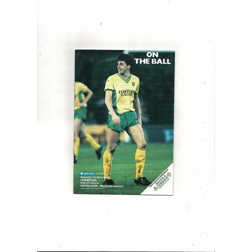 1989/90 Norwich City v Liverpool Football Programme