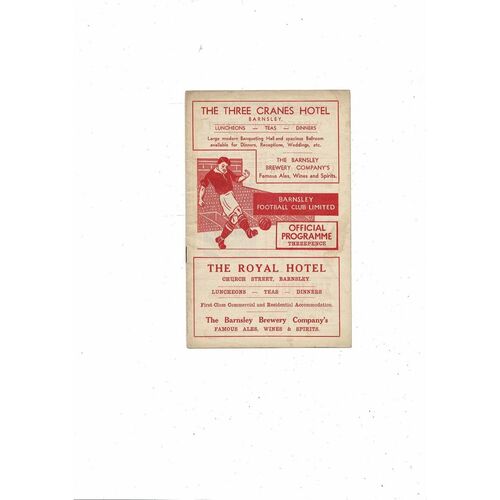 1954/55 Barnsley v Hartlepool United Football Programme