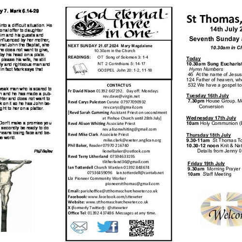 Pew Sheet | The Parish of St Thomas, Exeter