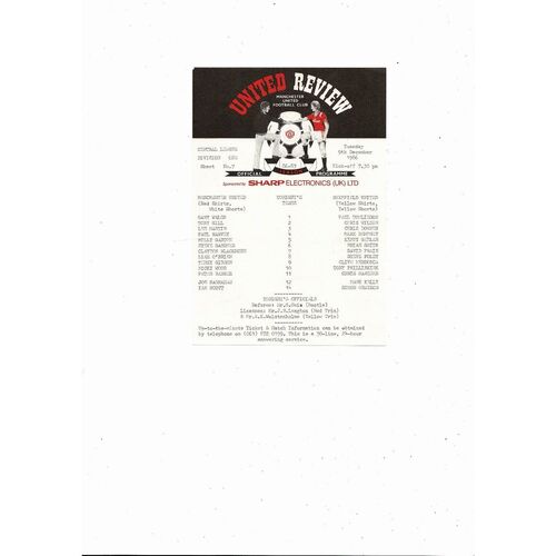 Manchester United v Sheffield United Central League Football Programme 1986/87
