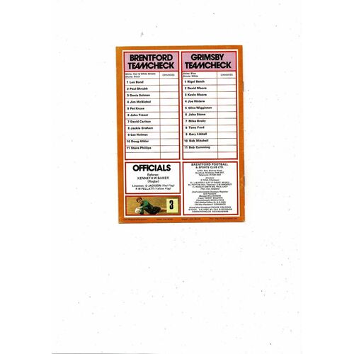 1979/80 Brentford v Grimsby Town Football Programme