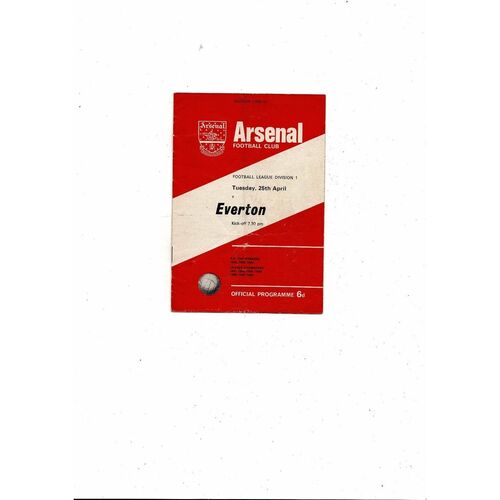 1966/67 Arsenal v Everton Football Programme