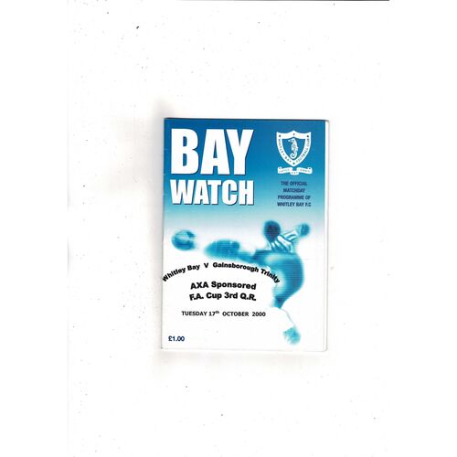 Whitley Bay v Gainsborough Trinity FA Cup Football Programme 2000/01