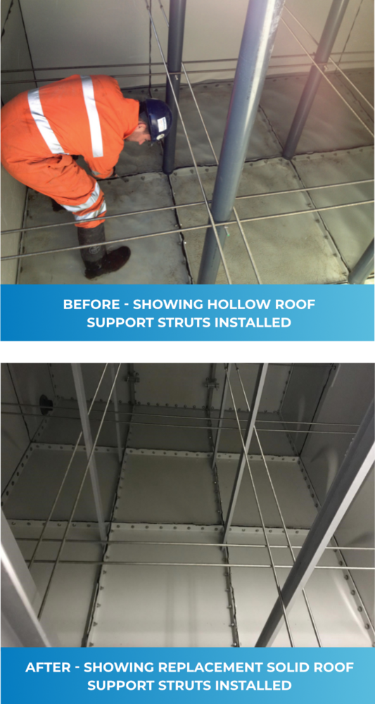 Replacement of Hollow Roof Support Struts