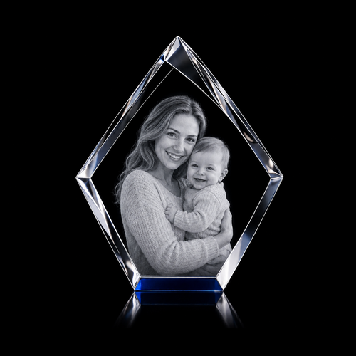Personalised 3D Crystal Iceberg Photo Gift UK - Laser Engraved Colour Crystal
