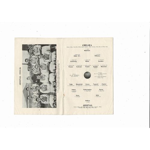 1955/56 Chelsea v Arsenal Football Programme