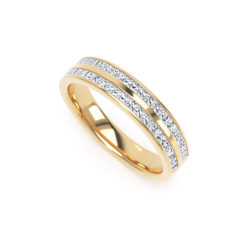 Double row channel set princess cut diamond ring