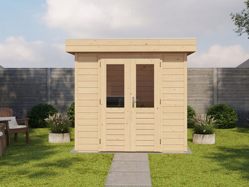 2.4mtr x 1.8mtr 28mm walled Flat Roof Cabin