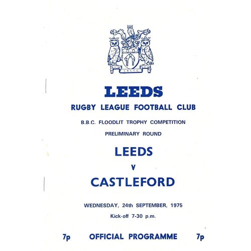 1975/76 Leeds v Castleford (24/09/1975) Rugby League Programme