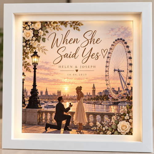 Engagement Frame, When She Said Yes Proposal Gift, Custom Engagement Keepsake