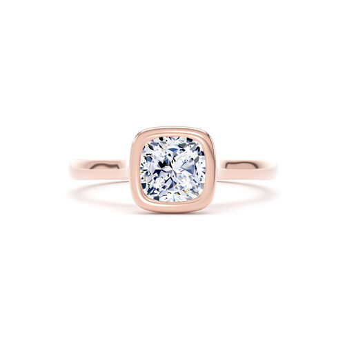 Cushion cut rubover diamond solitaire