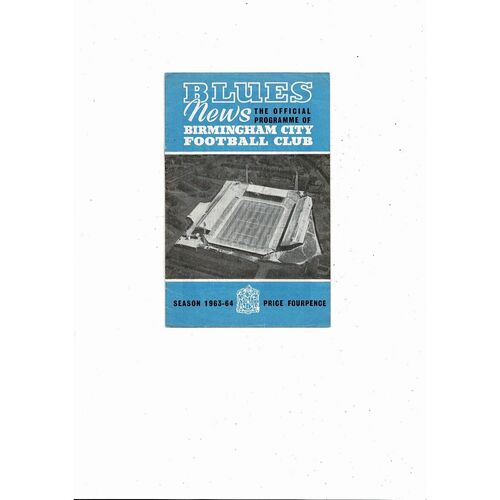 1963/64 Birmingham City v Arsenal Football Programme