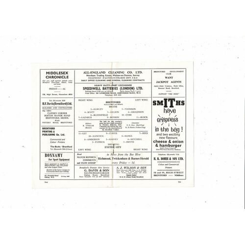 1964/65 Brentford v Exeter City Football Programme