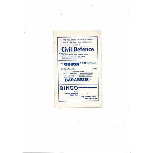 1962/63 Barking v Barnet London Senior Cup Football Programme