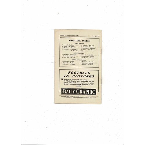 1951/52 Chelsea v Aston Villa Football Programme