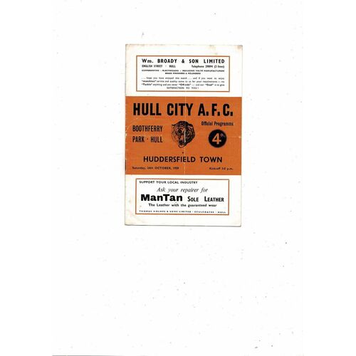 1959/60 Hull City v Huddersfield Town Football Programme
