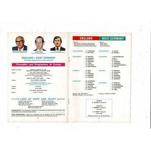 1975 England v West Germany Football Programme