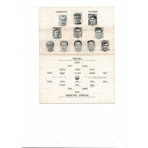 1952/53 Chelsea v Charlton Athletic Football Programme