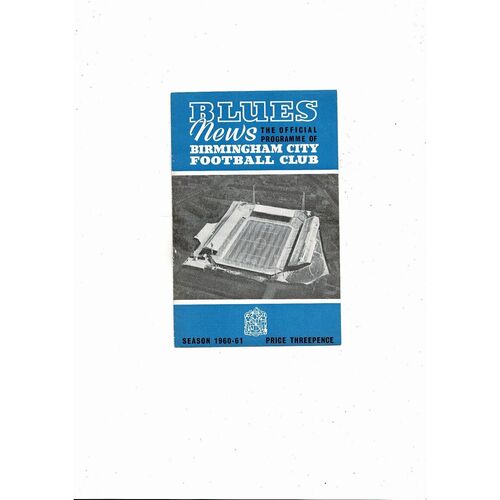 1960/61 Birmingham City v Wolves Football Programme