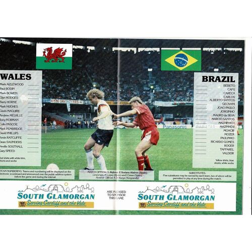 1991 Wales v Brazil International Football Programme