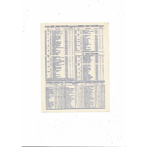 1959/60 Tottenham Hotspur v Blackpool Football Programme