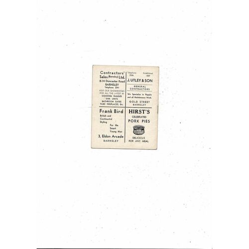 1961/62 Barnsley v Notts County Football Programme