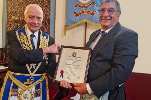 50 Years of Freemasonry for Neville William James | Provincial Grand Lodge of Cornwall | How to become a Freemason in Cornwall | Freemasonry lodges near me Cornwall  | What is Freemasonry in Cornwall UK