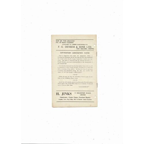 1956/57 Crewe Alexandra v York City Football Programme