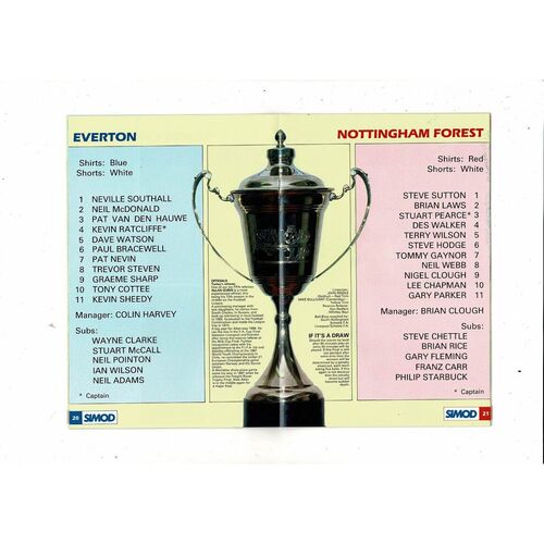1989 Everton v Nottingham Forest Simod Cup Final Football Programme