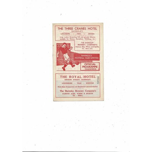 1957/58 Barnsley v Fulham Football Programme