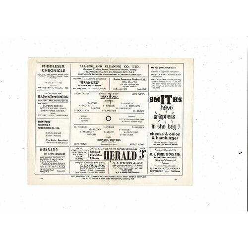 1965/66 Brentford v Bristol Rovers Football Programme