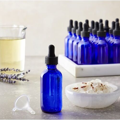 Juvale Mini Blue Glass Dropper Bottle