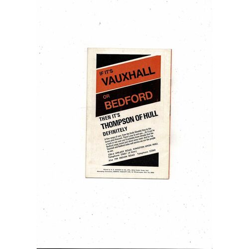 Hull City v West Ham United Friendly Football Programme 1966/67