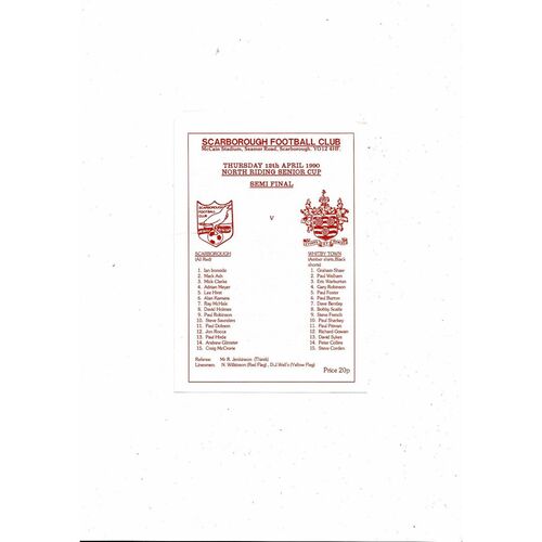 1989/90 Scarborough v Whitby Town North Riding Cup Semi Final