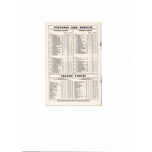 1958/59 Manchester United v Burnley Football Programme