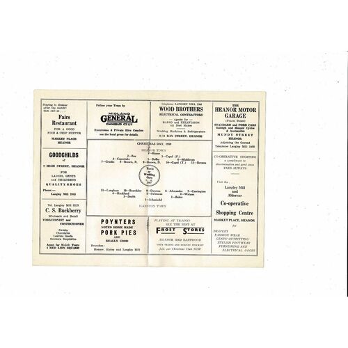 1959/60 Heanor Town v Ilkeston Town Football Programme