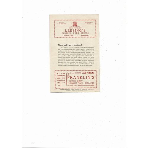 1956/57 Doncaster Rovers v Stoke City Football Programme