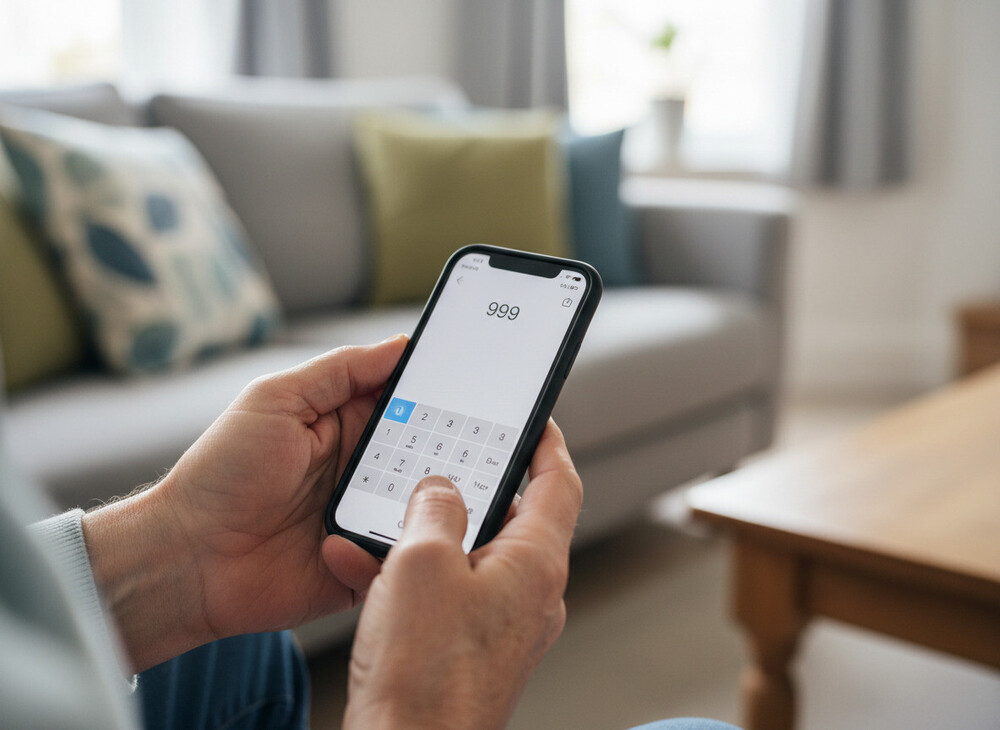 Dialling 999 for urgent medical help in the UK, as advised for suspected meningitis symptoms