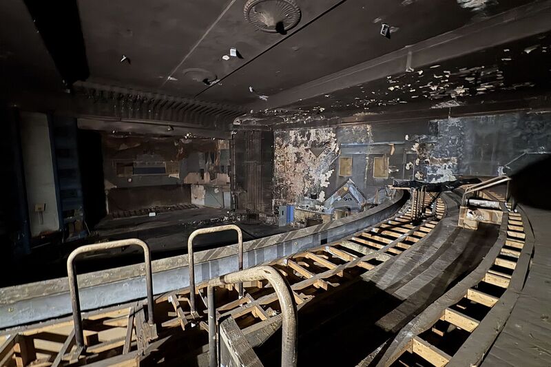 Burnt out former cinema and bingo hall in the black country