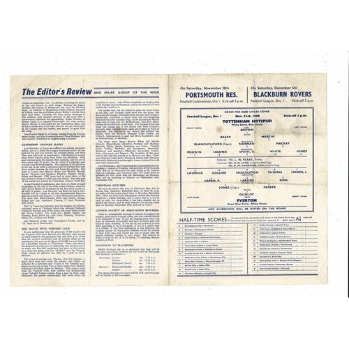 1959/60 Tottenham Hotspur v Everton Football Programme