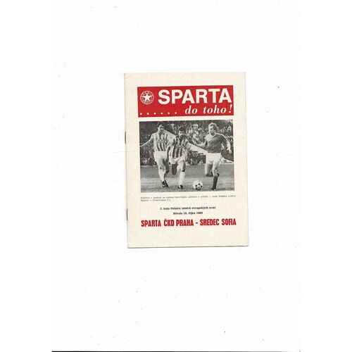 Sparta Prague v CSKA Sofia European Cup Football Programme 1989/90