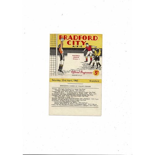 1959/60 Bradford City v Brentford Football Programme
