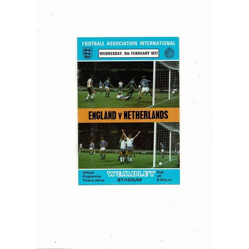 1977 England v Netherlands Football Programme